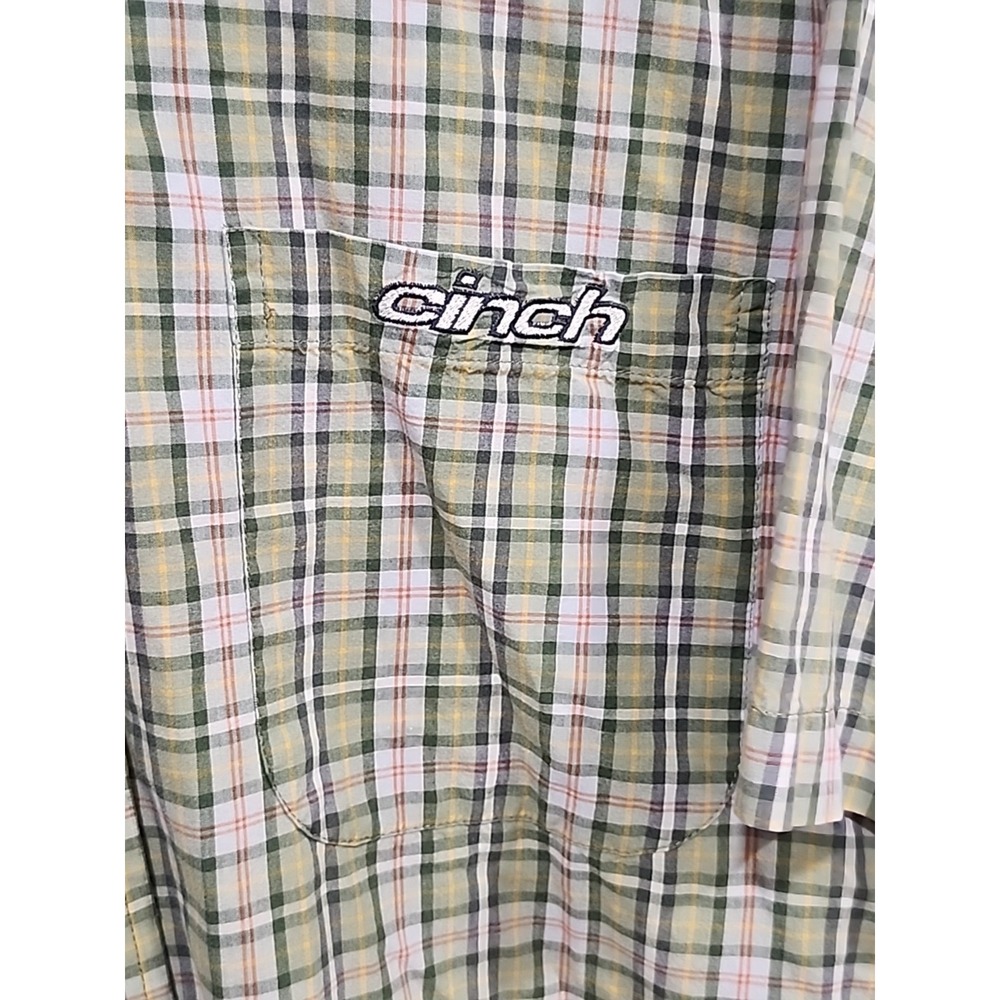 Cinch Button Down Shirt Mens M‎ Plaid, Pocket Short Sleeve 100% Cotton - Picture 4 of 10